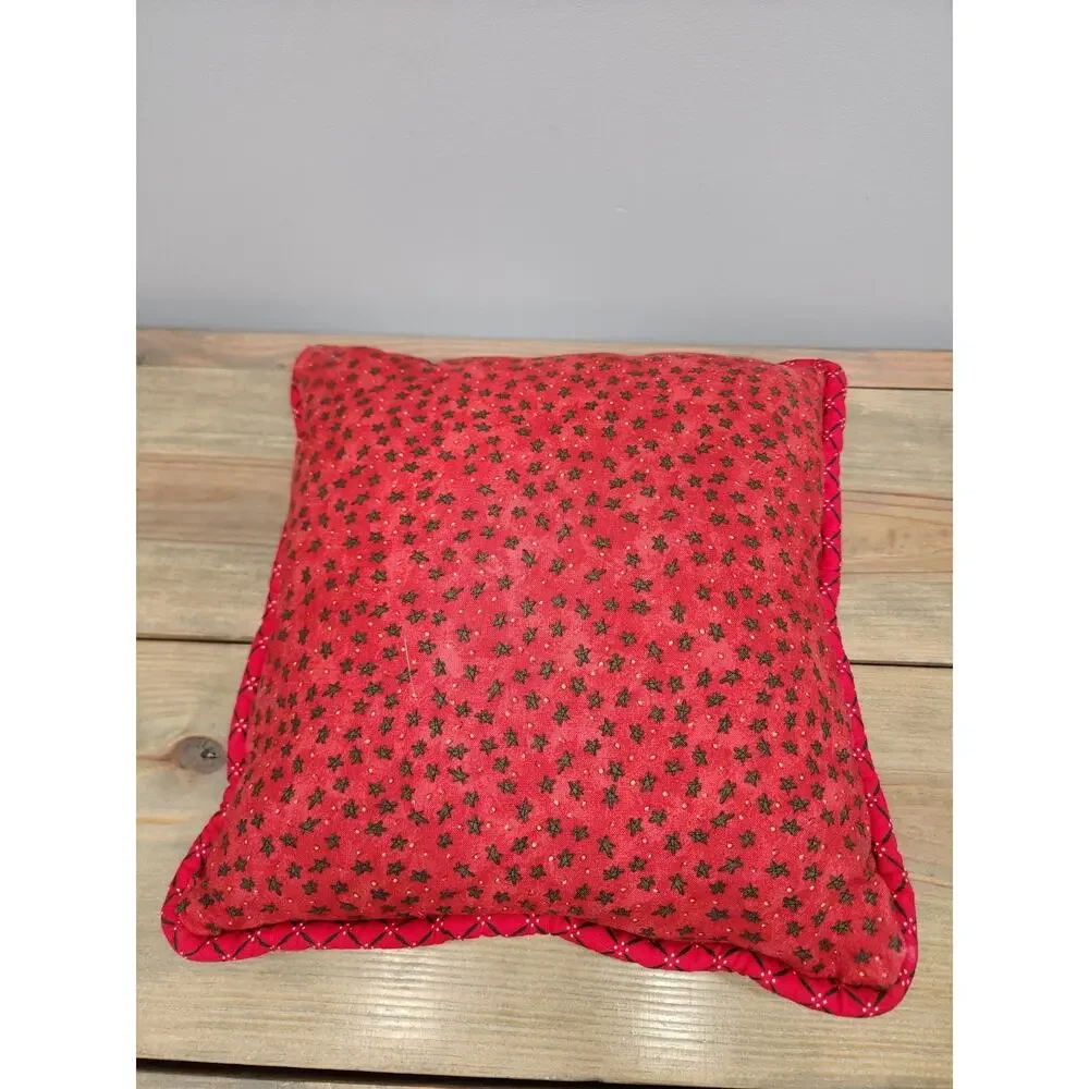 Handmade 12” Christmas Throw Pillow Santa Quilt Fabric